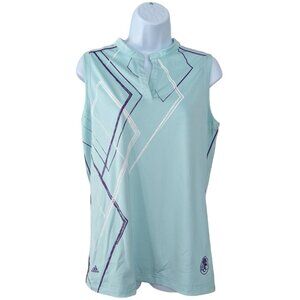 ⛳ Adidas Women’s Sleeveless Golf Shirt -Baby Blue- Large- Brentwood Country Club